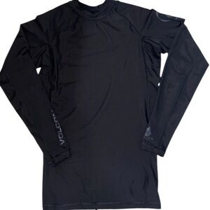 Volcom Youth Large UPF 50 Rash Guard Surf Shirt Black Long Sleeve Swim Top